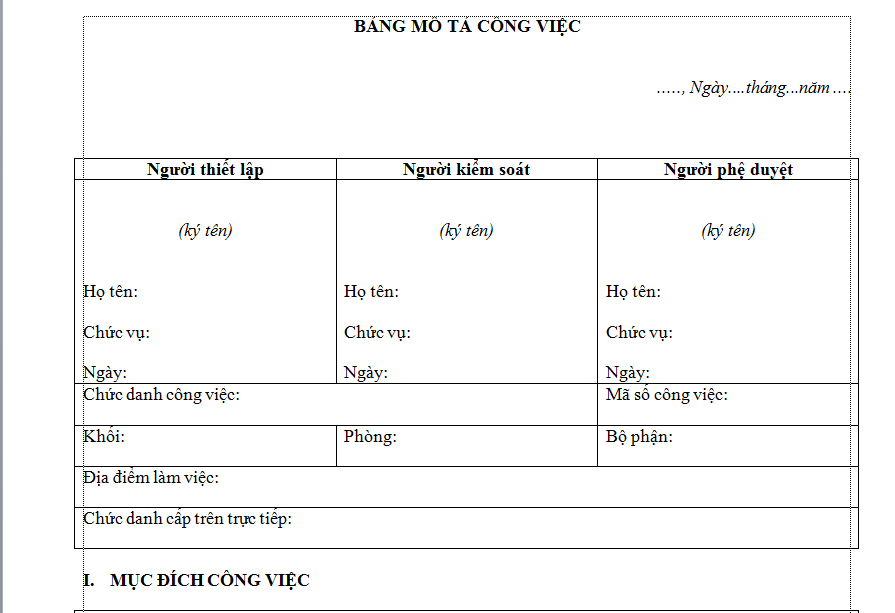 Mẫu bản mô tả công việc Hướng dẫn cực đơn giản để làm việc hiệu quả