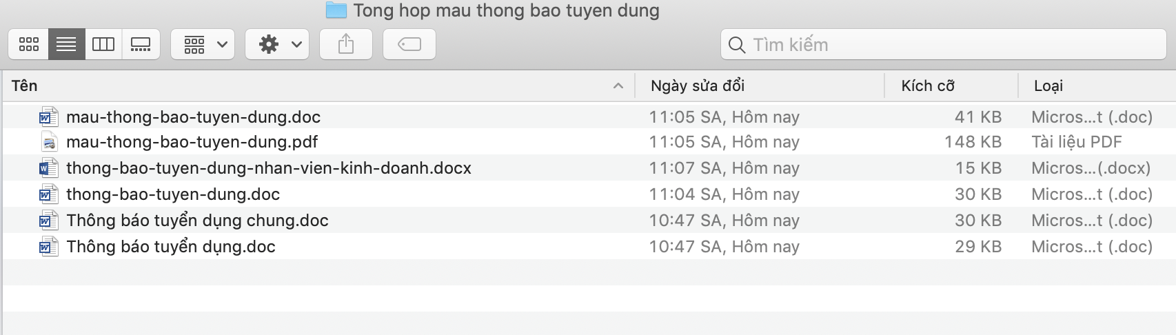 Hình ảnh folder Tổng hợp mẫu thông báo tuyển dụng