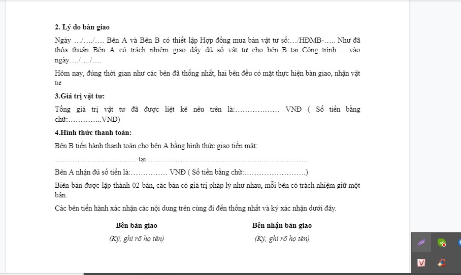 Cách Viết Biên Bản Bàn Giao Vật Tư Tại Công Trình Chuẩn Nhất!