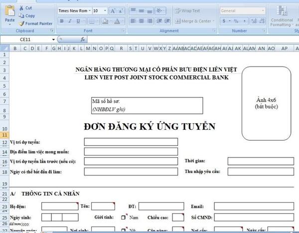 Cách làm CV trên máy tính bằng phần mềm Microsoft Excel