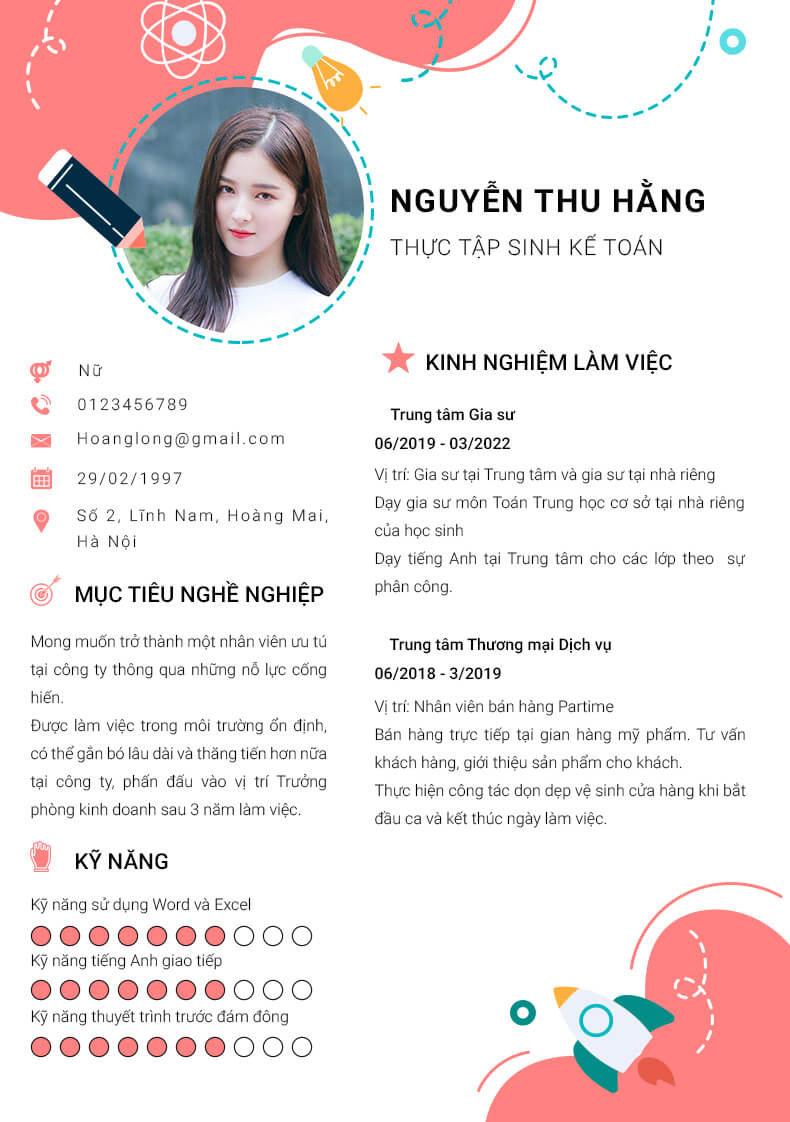 mẫu CV cho người chưa có kinh nghiệm