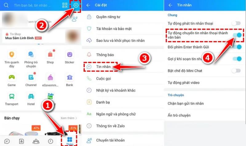 Ấn vào chấm tròn để bật tính năng trên Zalo