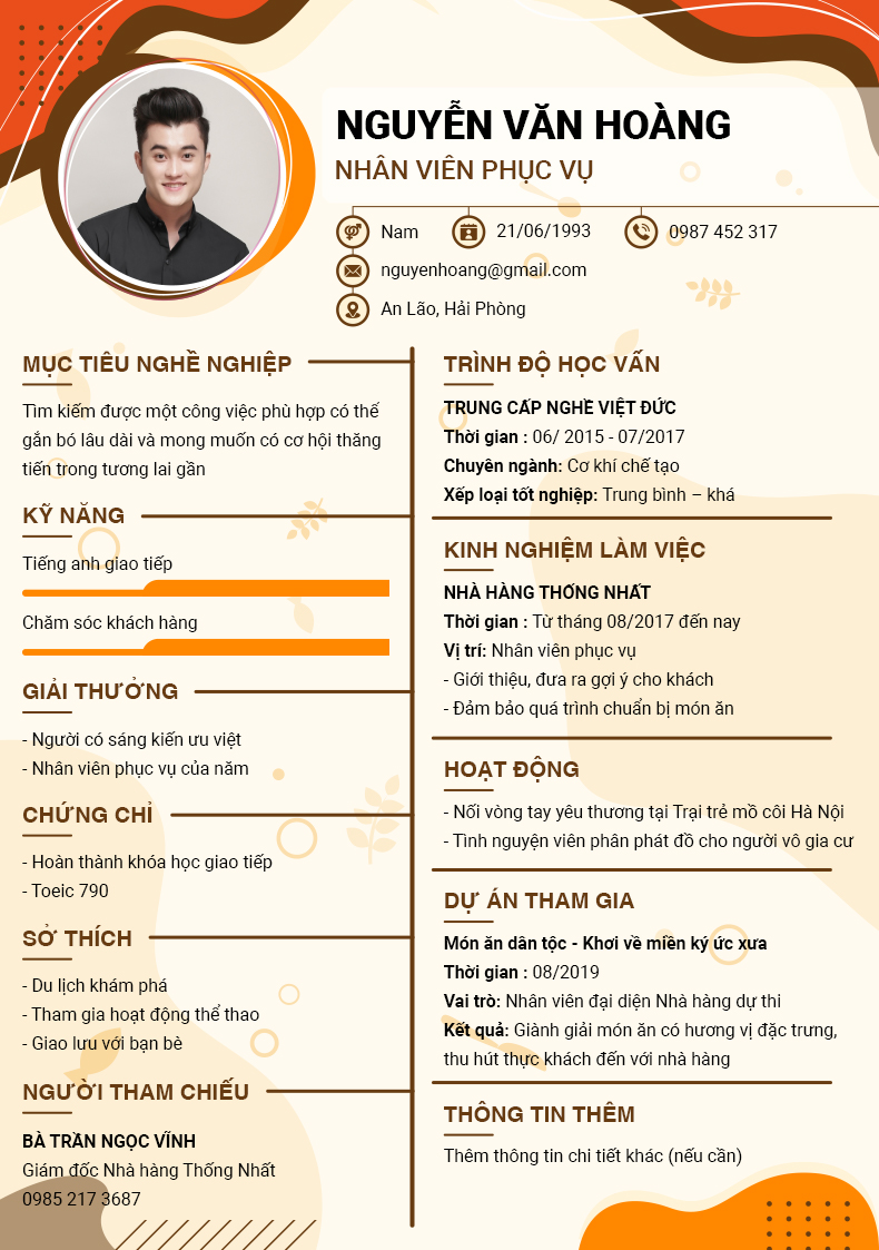 Chọn màu sắc CV hài hòa, trang nhã